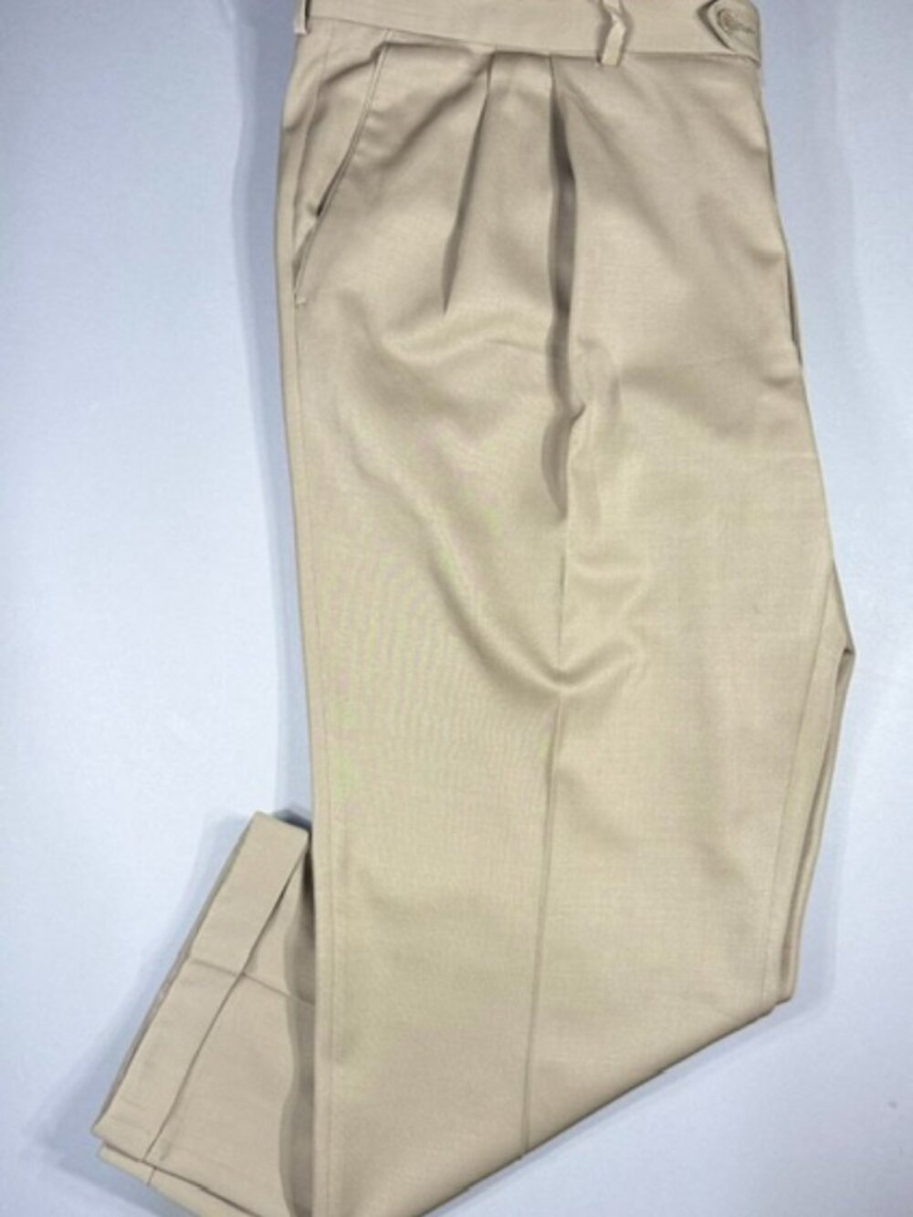 Pazoni Men's Tan Dress Pants Made in Italy size 46 Model COMO 2 100% Wool